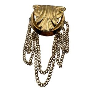 Vintage Gold-Tone Draped Chain Brooch Pin – Art Deco‎ Style (4”)
